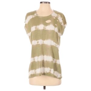 Central Park West Linen Pullover Sweater Size S Short Sleeve Tie Dye Distressed